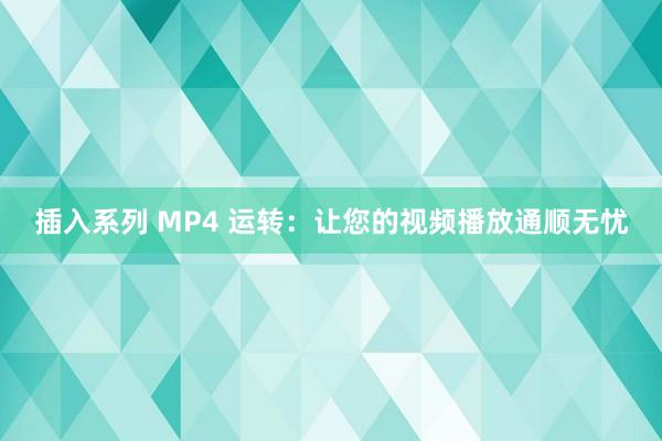 插入系列 MP4 运转：让您的视频播放通顺无忧