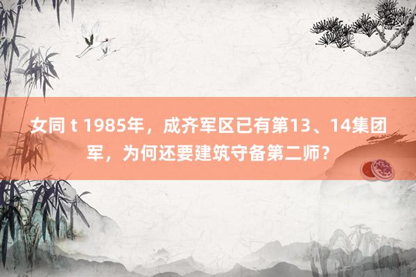 女同 t 1985年，成齐军区已有第13、14集团军，为何还要建筑守备第二师？