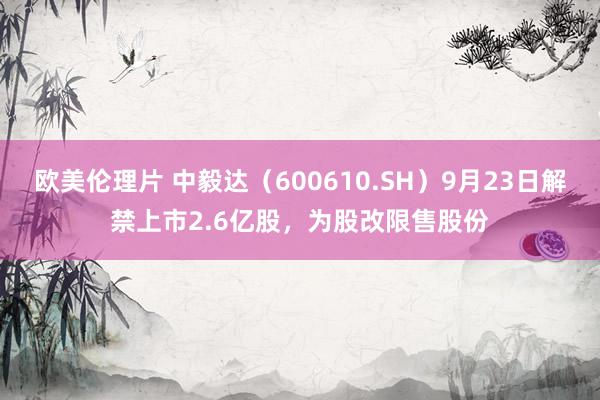 欧美伦理片 中毅达（600610.SH）9月23日解禁上市2.6亿股，为股改限售股份