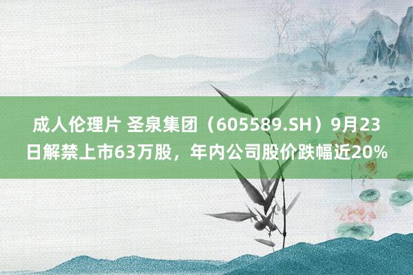 成人伦理片 圣泉集团（605589.SH）9月23日解禁上市63万股，年内公司股价跌幅近20%