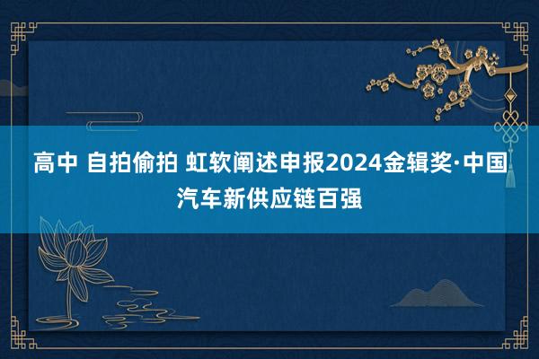 高中 自拍偷拍 虹软阐述申报2024金辑奖·中国汽车新供应链百强