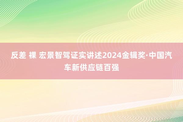 反差 裸 宏景智驾证实讲述2024金辑奖·中国汽车新供应链百强