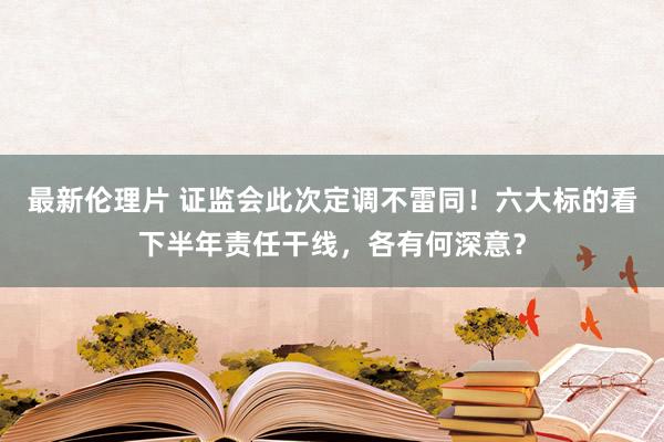 最新伦理片 证监会此次定调不雷同！六大标的看下半年责任干线，各有何深意？