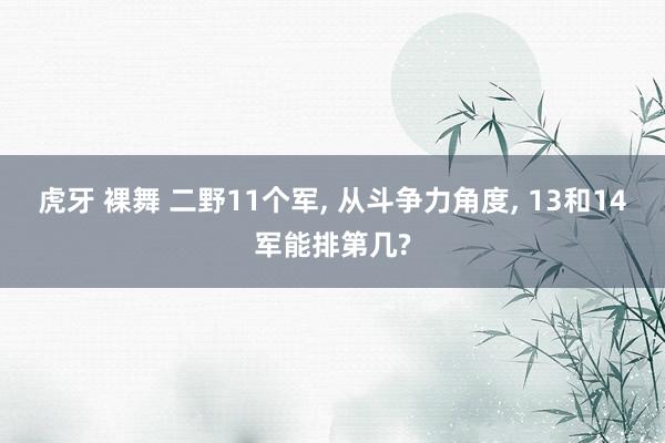 虎牙 裸舞 二野11个军， 从斗争力角度， 13和14军能排第几?