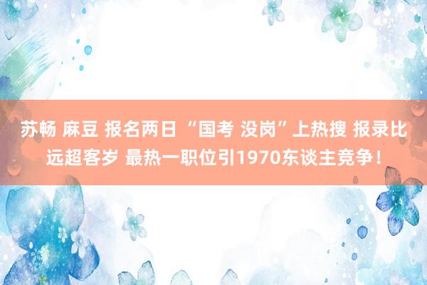 苏畅 麻豆 报名两日 “国考 没岗”上热搜 报录比远超客岁 最热一职位引1970东谈主竞争！