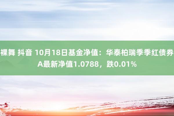 裸舞 抖音 10月18日基金净值：华泰柏瑞季季红债券A最新净值1.0788，跌0.01%