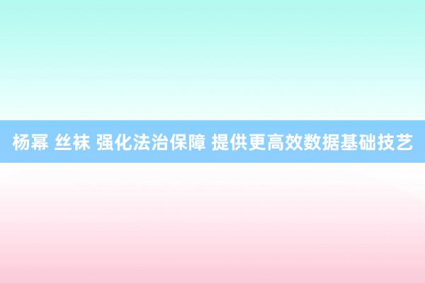 杨幂 丝袜 强化法治保障 提供更高效数据基础技艺