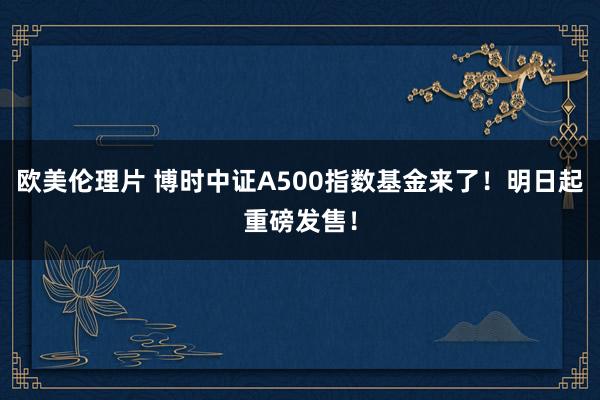 欧美伦理片 博时中证A500指数基金来了！明日起重磅发售！