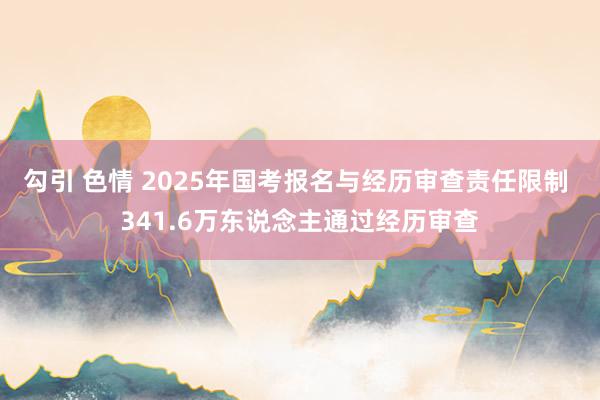 勾引 色情 2025年国考报名与经历审查责任限制 341.6万东说念主通过经历审查