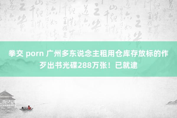 拳交 porn 广州多东说念主租用仓库存放标的作歹出书光碟288万张！已就逮