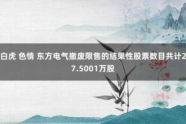 白虎 色情 东方电气撤废限售的结果性股票数目共计27.5001万股