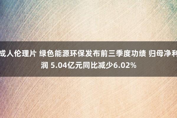 成人伦理片 绿色能源环保发布前三季度功绩 归母净利润 5.04亿元同比减少6.02%