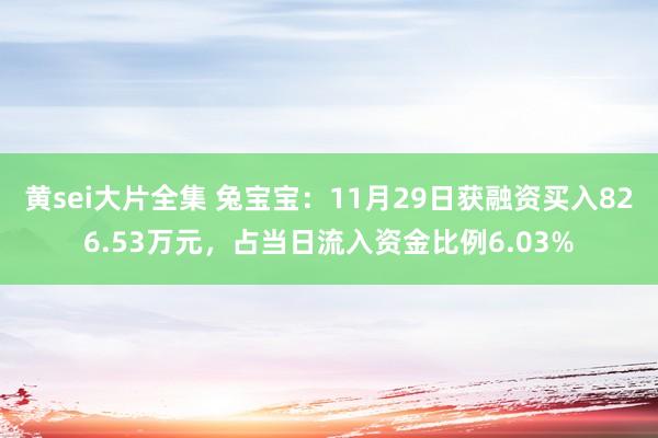 黄sei大片全集 兔宝宝：11月29日获融资买入826.53万元，占当日流入资金比例6.03%