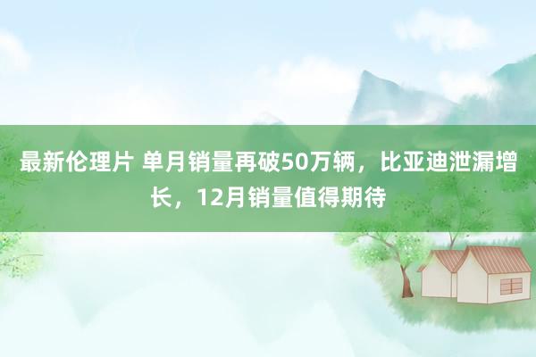 最新伦理片 单月销量再破50万辆，比亚迪泄漏增长，12月销量值得期待