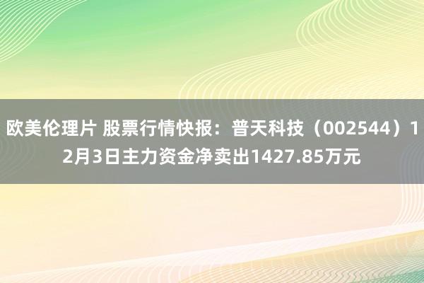 欧美伦理片 股票行情快报：普天科技（002544）12月3日主力资金净卖出1427.85万元