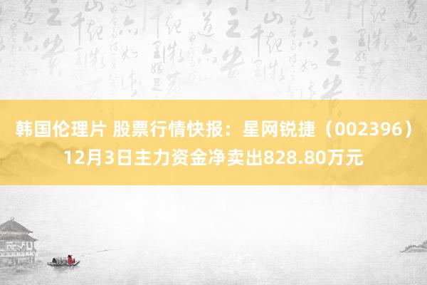 韩国伦理片 股票行情快报：星网锐捷（002396）12月3日主力资金净卖出828.80万元