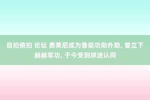 自拍偷拍 论坛 费莱尼成为鲁能功勋外助， 曾立下赫赫军功， 于今受到球迷认同