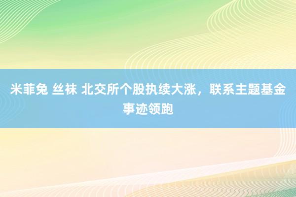 米菲兔 丝袜 北交所个股执续大涨，联系主题基金事迹领跑