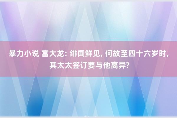 暴力小说 富大龙: 绯闻鲜见， 何故至四十六岁时， 其太太签订要与他离异?